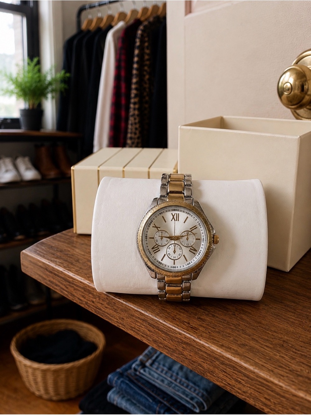 Two-Tone Gold & Silver Chronograph Watch